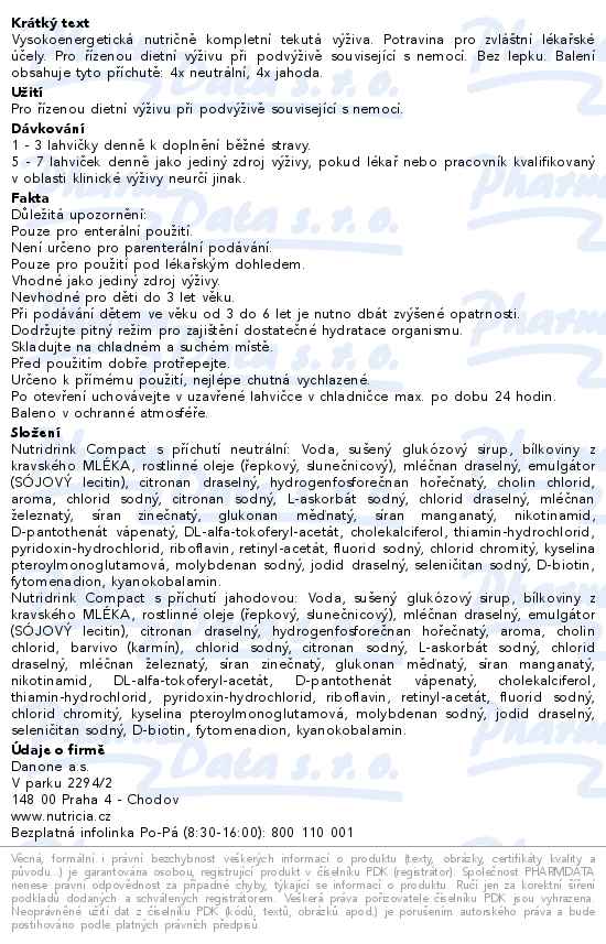 Nutridrink Compact 6+2 (neutral-jahoda) 8x125ml - popis