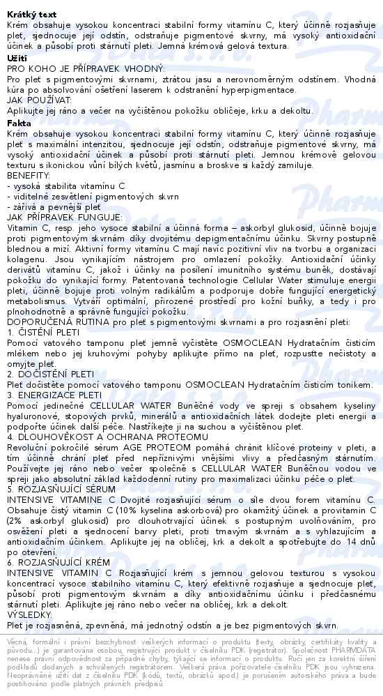 Esthederm Intensive Vitamin C rozjasňující krém 50ml - popis