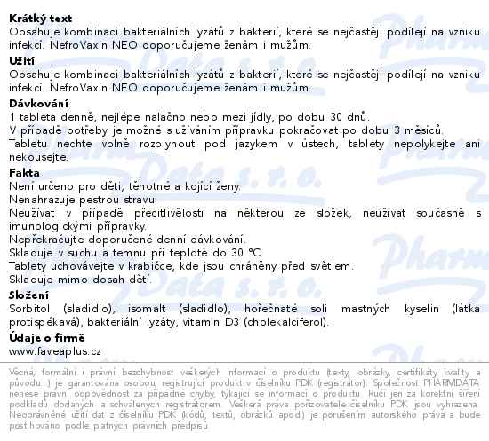 Favea NefroVaxin Neo 30 tablet - popis