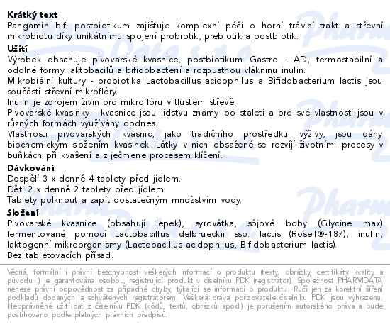 Pangamin Bifi postbiotikum 200 tablet - popis