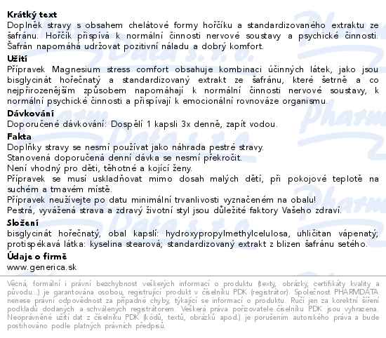 Magnesium stress comfort 60 kapslí Generica - popis