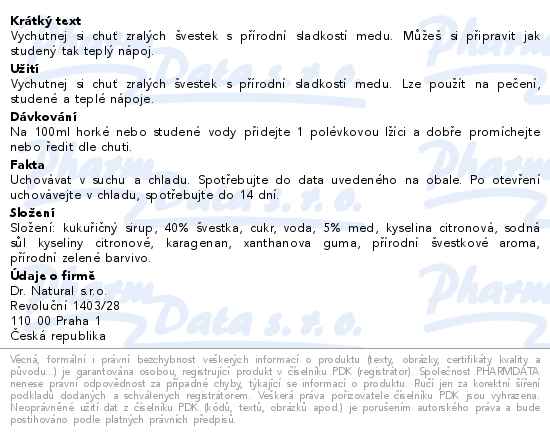 Dr.Natural Švestka natural 580g - popis