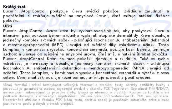 Eucerin AtopiControl Acute krém + krém na ruce Vánoce 2025 - popis