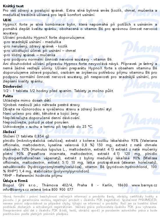 Barnys HypnoX forte 20+10 tablet zdarma - popis