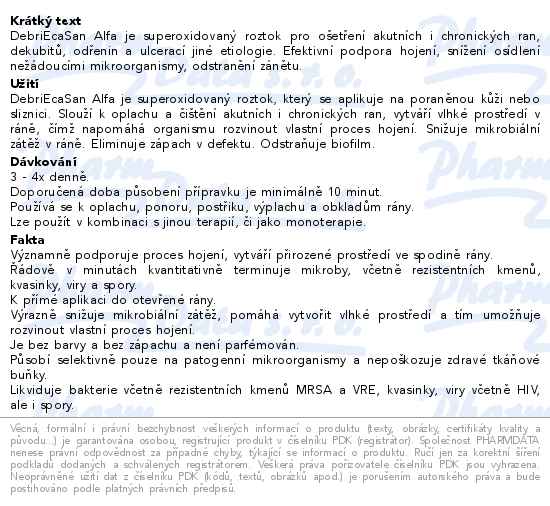 Roztok Debriecasan Alfa, 3000ml kanystr s uzávěrem, kat.číslo 0272 - popis