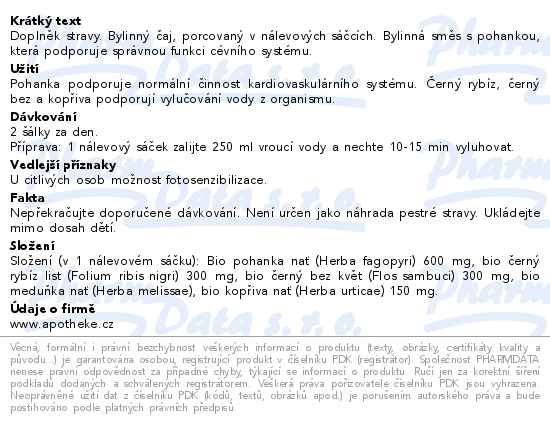 Apotheke BIO Pohankový čaj s bezovým květem 20x1.5g nový design - popis