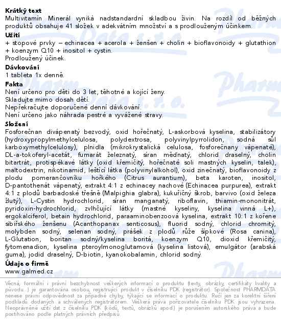 Multivitamín & minerál 60+30 tablet Galmed - popis
