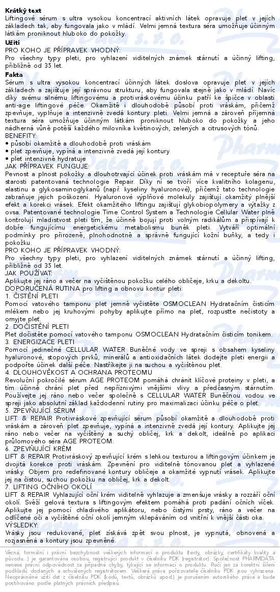 Esthederm Lift & Repair vyhlazující sérum proti vráskám 30ml - popis