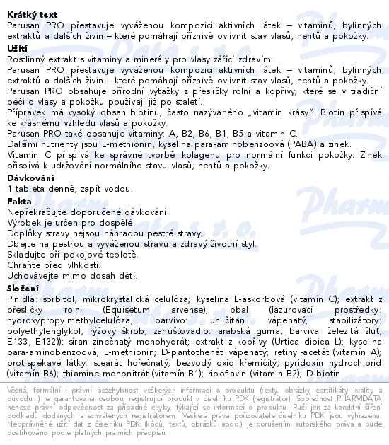 Parusan pro zdravé vlasy 42 tablet - popis