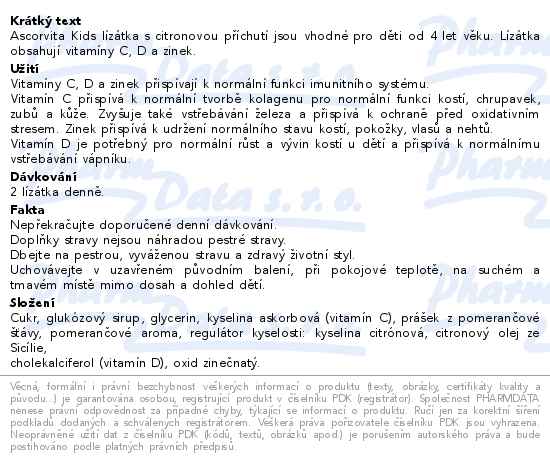 Ascorvita Kids lízátka pro děti 12ks - popis