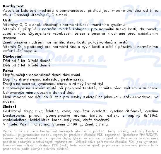 Ascorvita Kids želé medvídci 60ks - popis