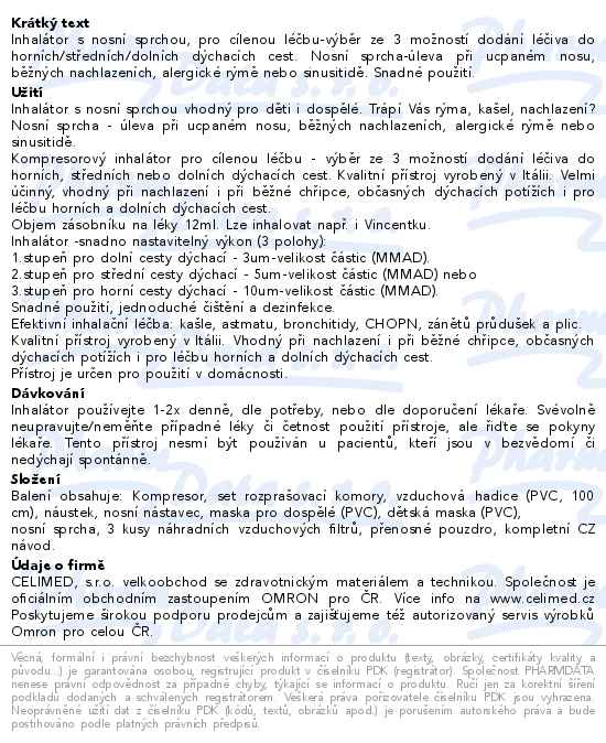 Inhalátor s nosní sprchou Omron A3 Complete 3roky záruka - popis