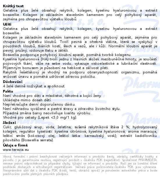 Terezia Gelatina plus želé 120ks - popis