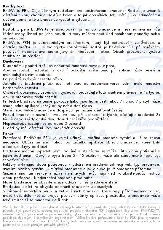 EndWarts PEN C pero k odstranění bradavic 3ml - popis