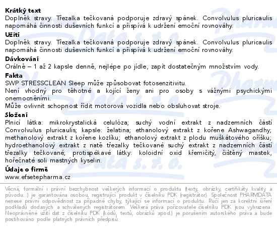 SWP Stressclean Sleep 30 kapslí - popis