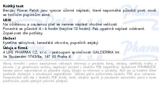 Benzacare Power Patch 36ks - popis