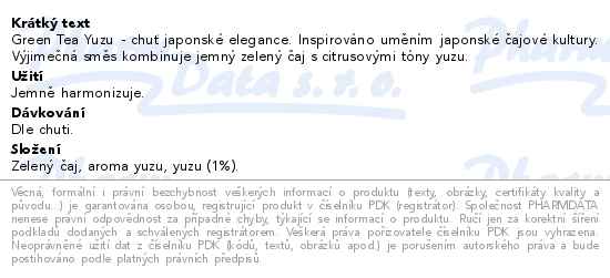 Teekanne Green Tea Yuzu 20 sáčků - popis
