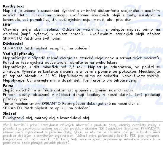 Jadob Spiranto Patch náplast 5x5cm 5ks - popis