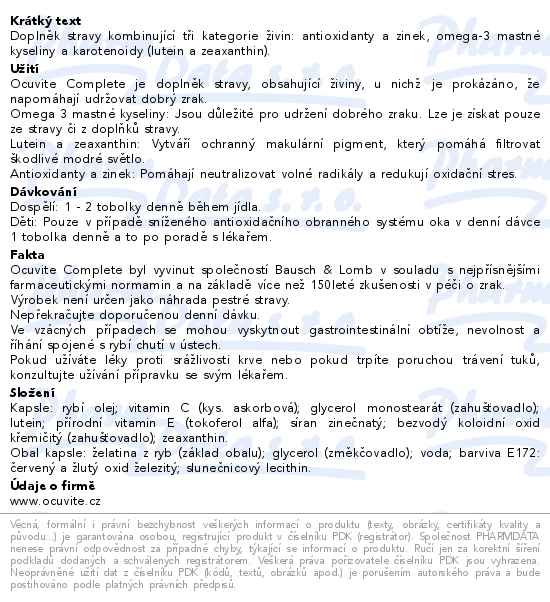 Ocuvite Complete 60 kapslí Bausch+Lomb - popis