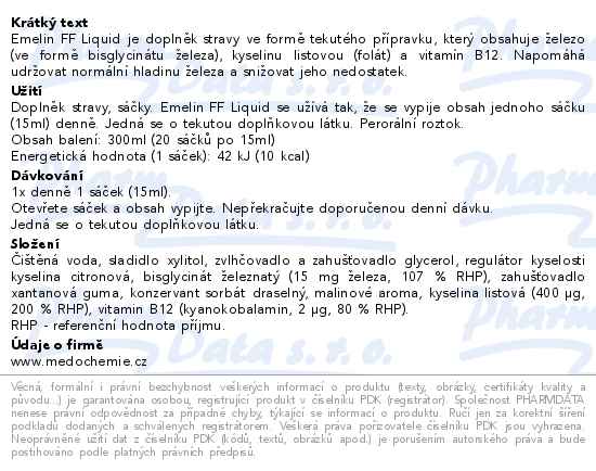 Emelin FF Liquid malina 20x15ml Agetis - popis