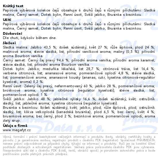 Megafyt Tajemství chutí kolekce čajů 6x5ks - popis