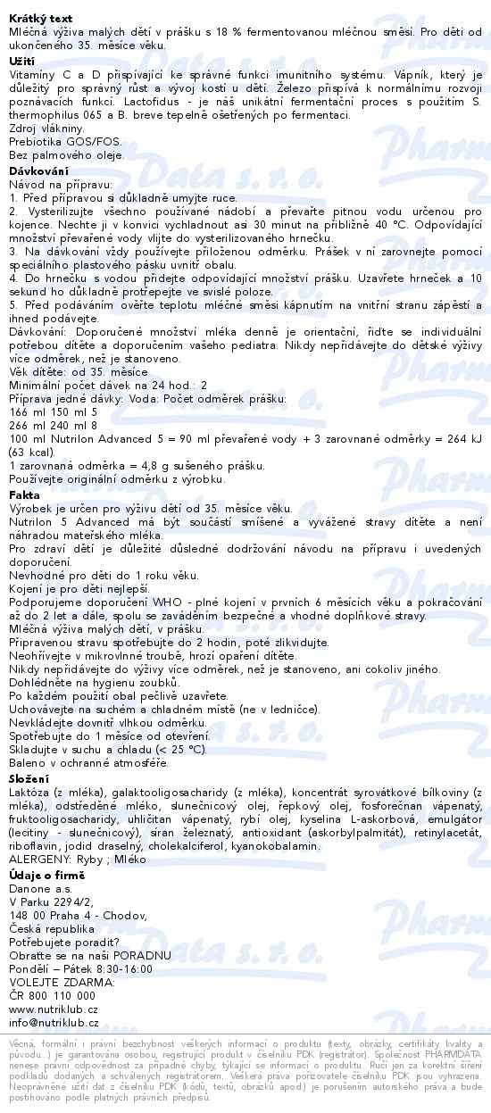 Nutrilon Advanced 5 2x500g - popis