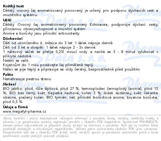 Megafyt Dětský čaj Echinacea 20 sáčků - popis