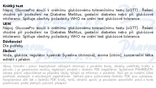 GlucosePro nápoj pro glukózový torelanční test citron 250ml - popis