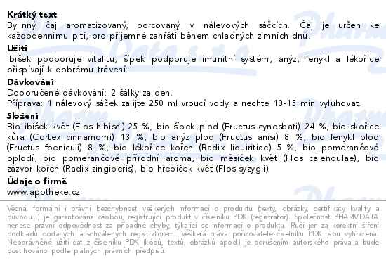 Apotheke BIO Zimní šálek se skořicí 20x1.8g - popis