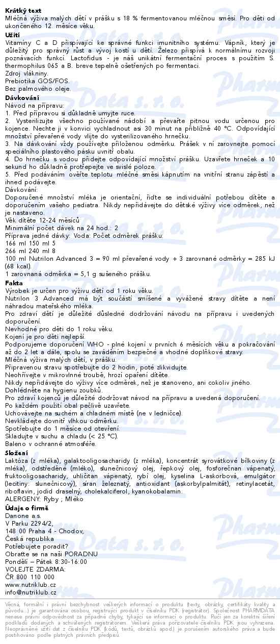 Nutrilon Advanced 3 3x1000g - popis