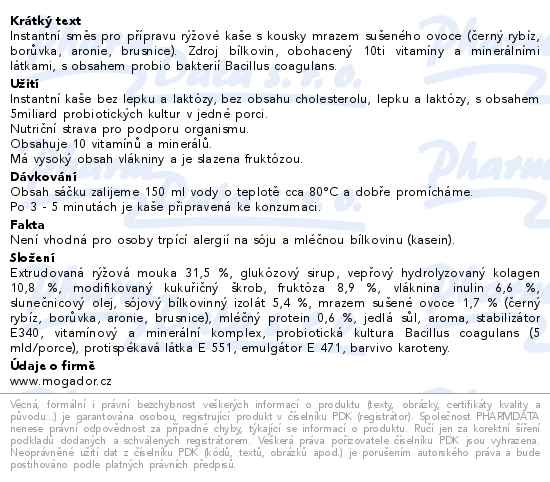 Nutrikaše probiotic protein a superfruits 3x60g - popis