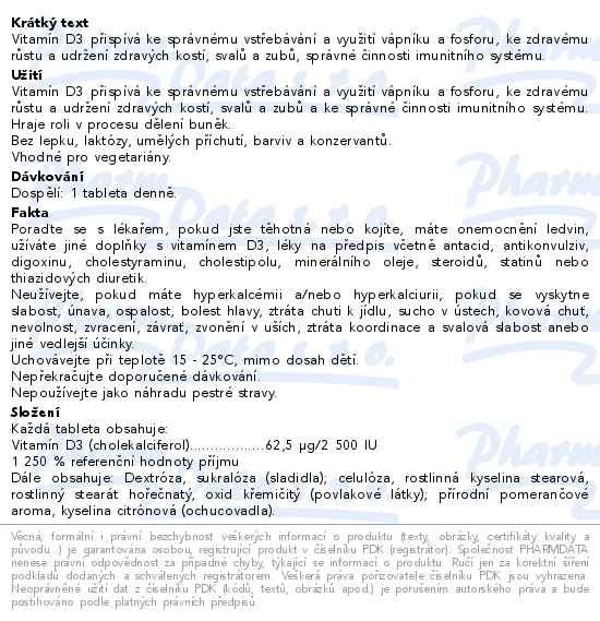 Jamieson D3 2500IU příchuť pomeranč 75 cucacích tablet - popis