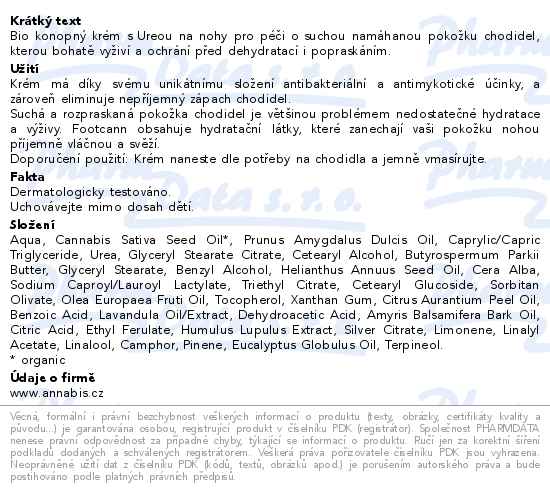 Annabis Footcann vyživující krém na nohy BIO 75ml - popis