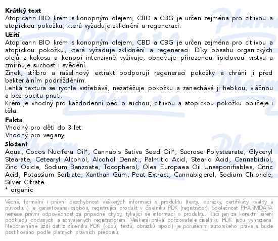 Annabis Atopicann CBD 600mg+CBG 20mg krém BIO 100ml - popis