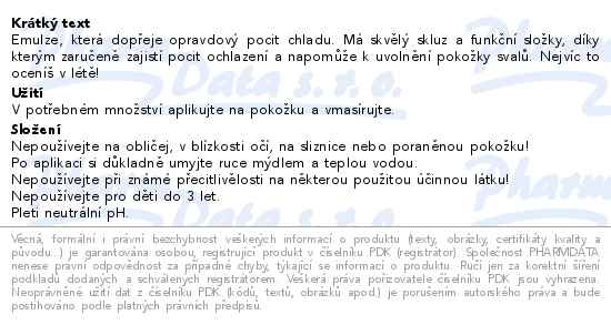 Emspoma Sport chladivá emulze 500ml - popis