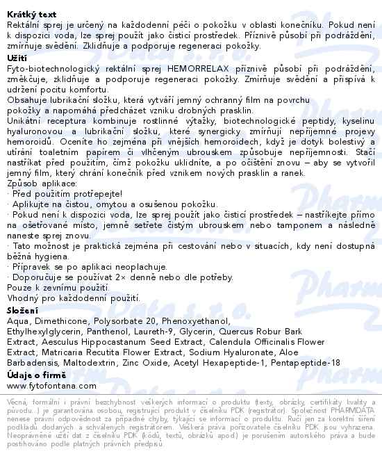 Fytofontana Hemorrelax rektální sprej 50ml - popis