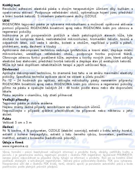 Rigenoma tejpovací páska s opakovanou aplikací 5m - popis