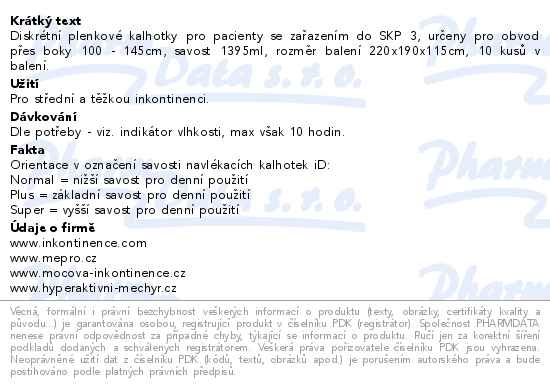 iD Discreet Pants for Woman Super Large 10ks - popis