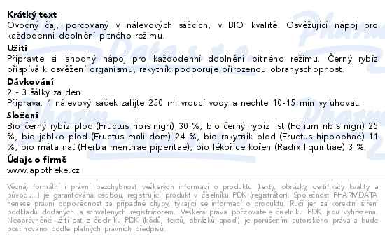 Apotheke BIO Černý rybíz s rakytníkem čaj 20x1.5g - popis