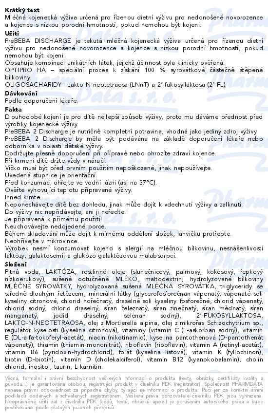 Prebeba 2 Discharge 2HMO 32x90ml - popis