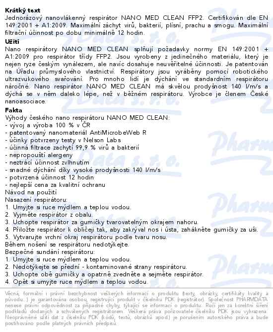 Nano Med Clean nano respirátor FFP2 25ks - popis