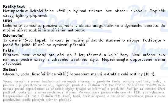Naturprodukt Lichořeřišnice větší bylinná tinktura 100ml - popis