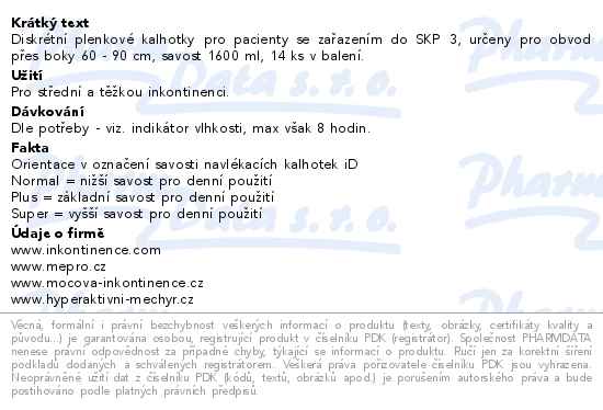 iD Sensitive Pants Extra Plus Small 14ks - popis