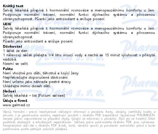 Herbofit Šalvěj lékařská 20x1.5g - popis