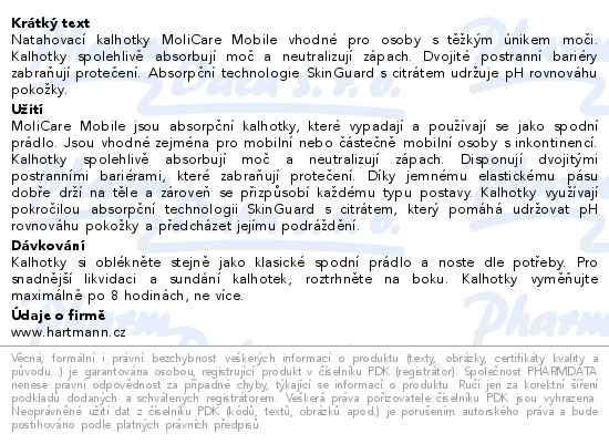 Hartmann MoliCare Mobile absorpční inkontinenční kalhotky natahovací 6k S 14ks - popis