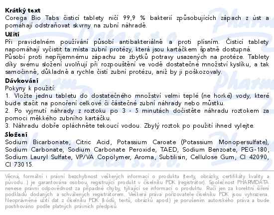 Corega Bio Tabs čisticí tablety 30ks - popis