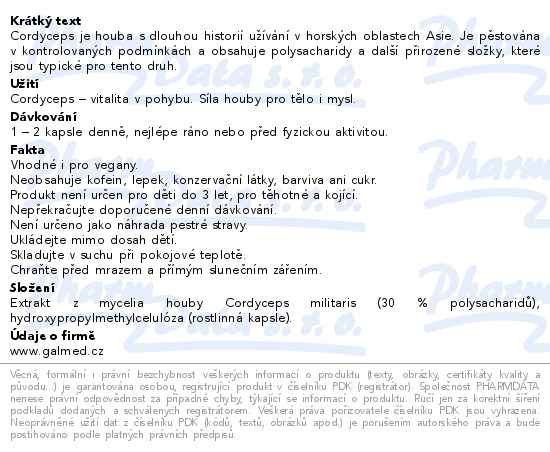 Cordyceps 500mg 90 kapslí Galmed - popis