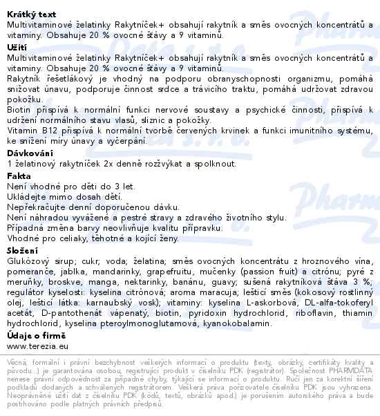 Rakytníček+ multivitaminové želatinky s rakytníkem 50ks zlaté vejce 2026 - popis