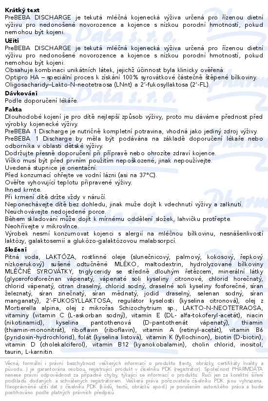 Prebeba 1 discharge 2HMO 32x90ml - popis