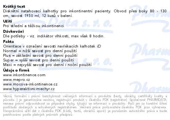 iD Sensitive Pants Super Medium 12ks - popis